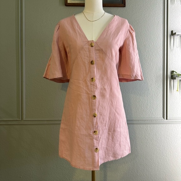 Topshop Dresses & Skirts - NWT TOPSHOP Blush Linen Blend Dress - SIZE 6